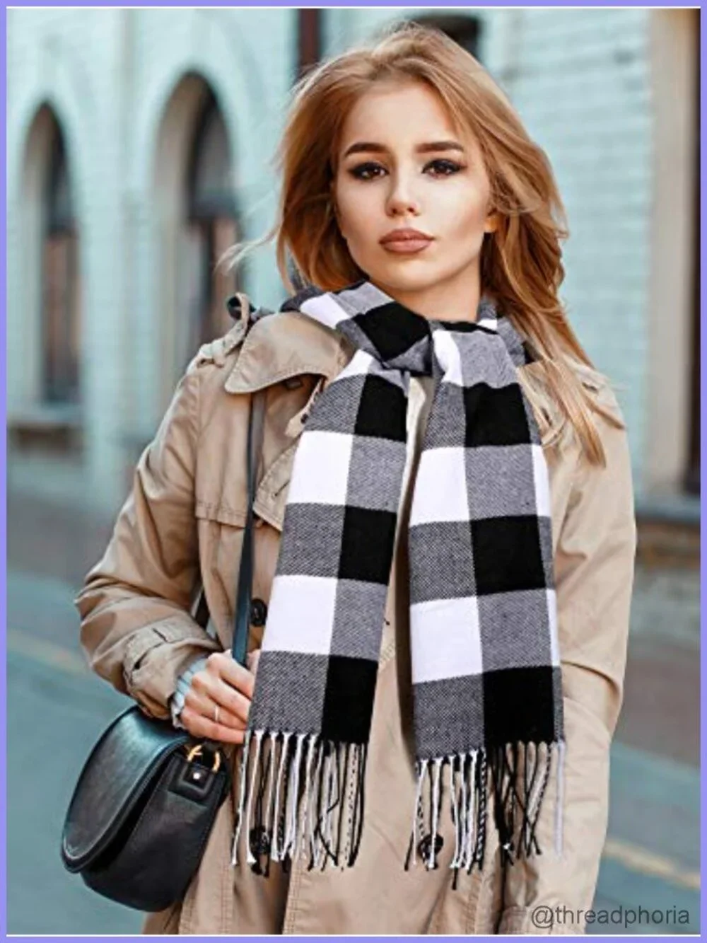 2 Pack Buffalo Plaid Scarf for Women Winter Wrap Shawl 100% Polyester